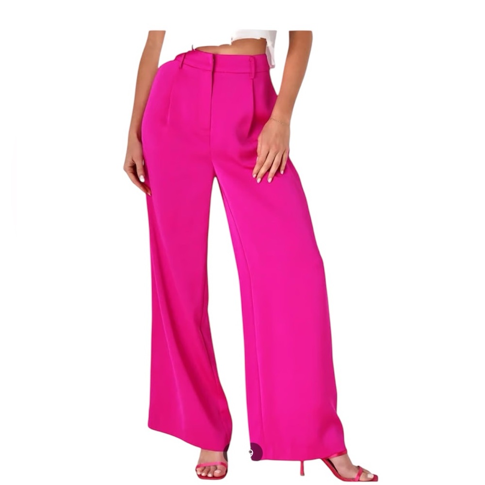 J by Joie High Waist Wide leg Trousers in Hot Pink
